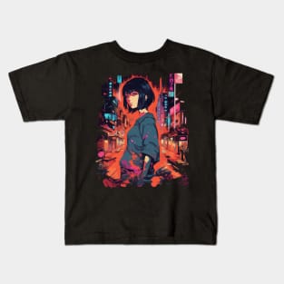 Cyberpunk Anime Aesthetic in Tokyo Japan Kids T-Shirt